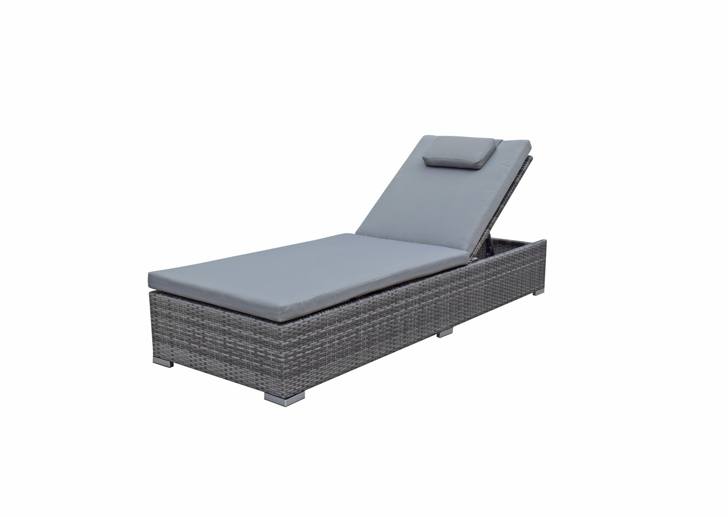 Signature Weave - Outdoor Furniture - Jessica - Pair Of Loungers With Drinks Table In Flat Grey Weave